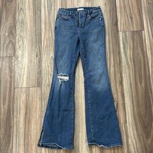 Good American Distressed Blue Flare Jeans